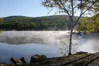 Newbury, NH - Birch and Harbor Early morning Fog